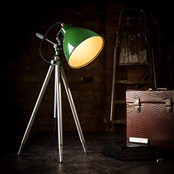 VINTAGE INDUSTRIAL ENAMEL LAMP, Joined with tripod and rewired by KASKI DESIGN