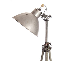 VINTAGE ALUMINIUM STUDIO LIGHT, rewired and joined with vintage Velbon tripod by KASKI DESIGN