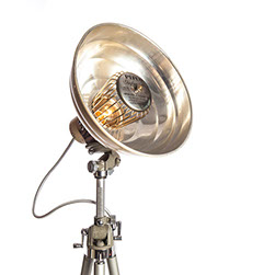 VINTAGE PIFCO HEAT LAMP, repurposed as afloor lamp. Joined with tripod and rewired by KASKI DESIGN
