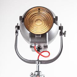 VINTAGE STRAND PATT 123 STAGE LIGHT, rewired and joined with tripod by KASKI DESIGN