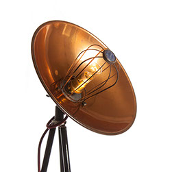 VINTAGE PIFCO HEAT LAMP, repurposed as a floor lamp. Polished, rewired and joined with tripod by KASKI DESIGN