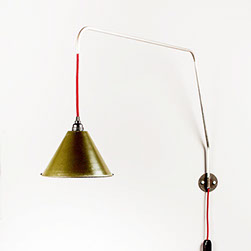 W2 WALL LIGHT, with vintage French lampshade by KASKI DESIGN